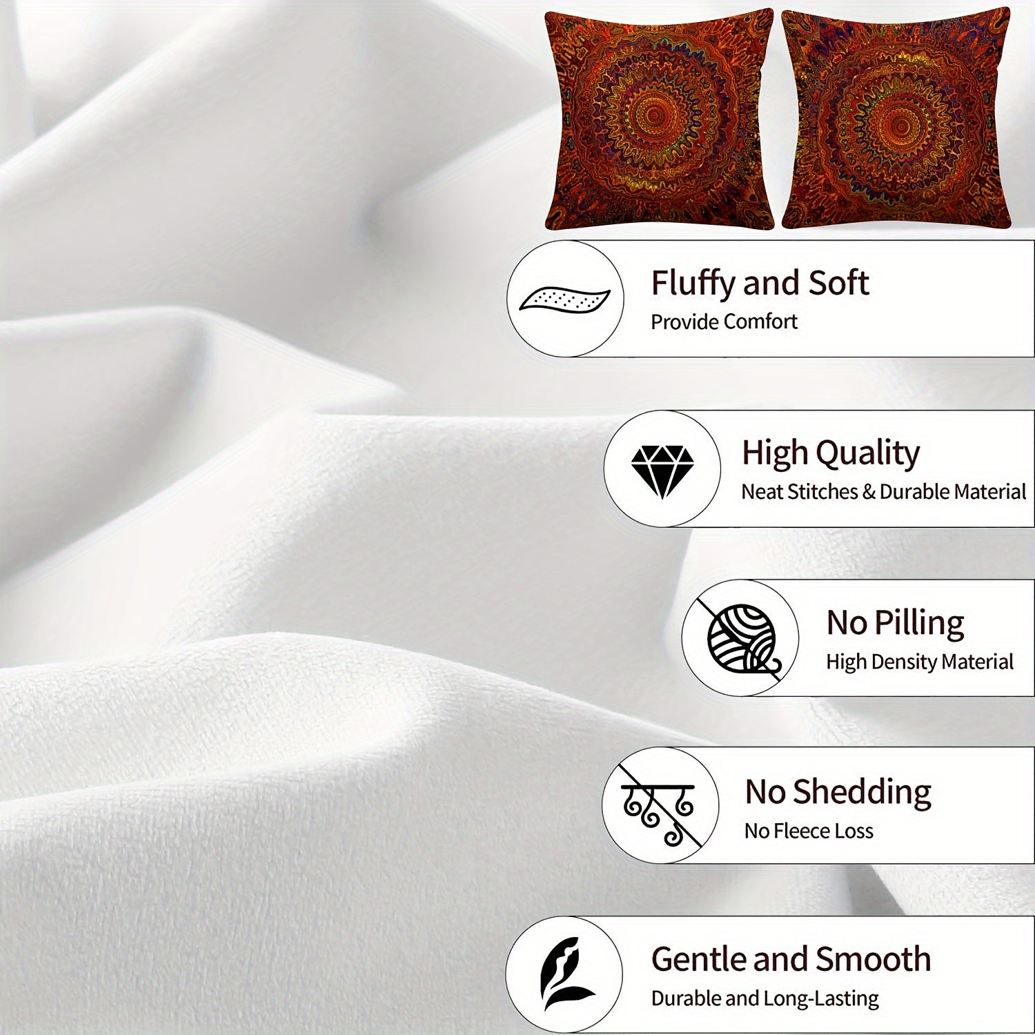 Bohemian Style Pillow Cover 2pcs 45.72cm x 18in Short Plush Double-Sided Printing Modern Art Home Decor