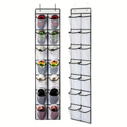 Expandable Mesh Shoe Organizer with 12 Compartments for Shoes and Accessories