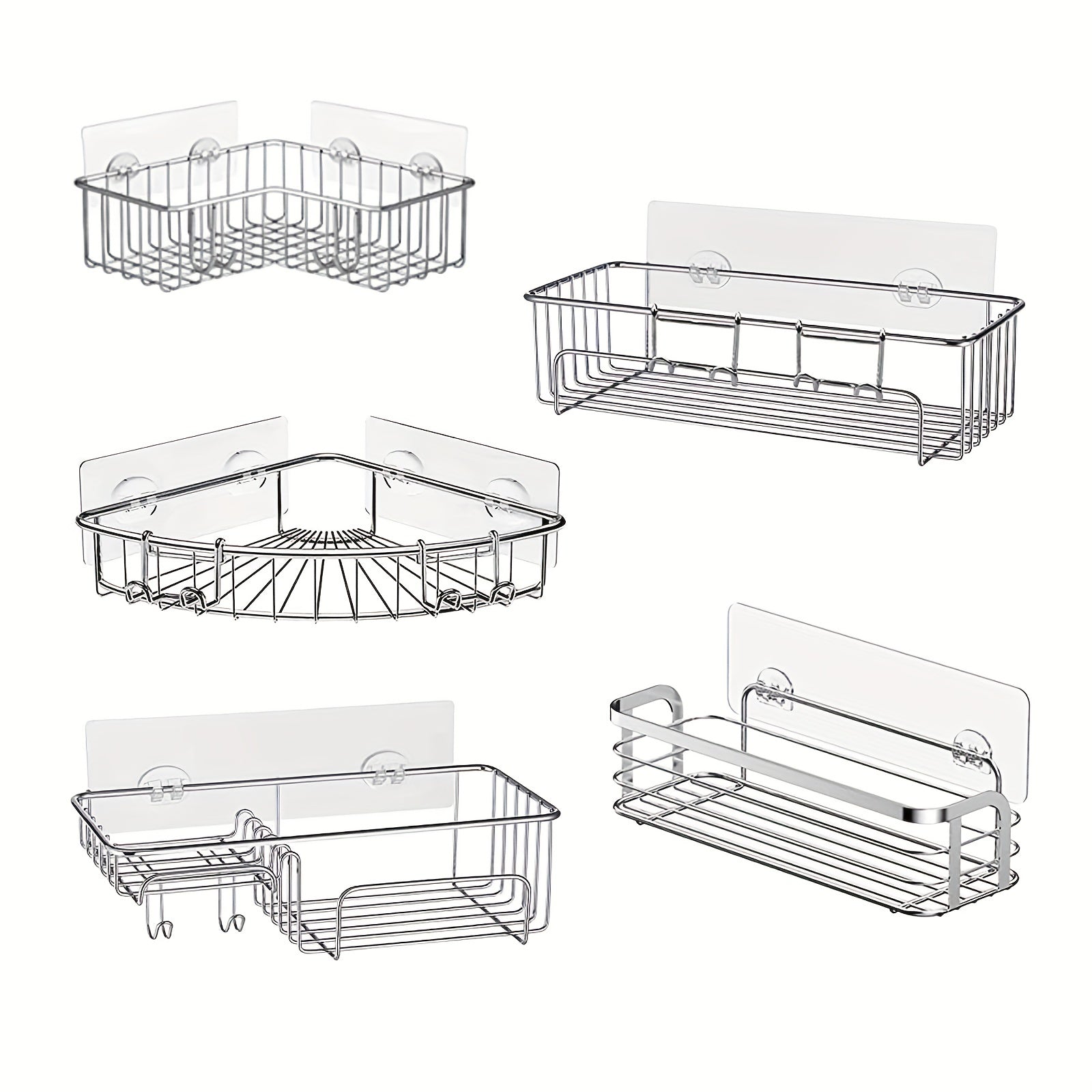 8pcs Plastic Shower Caddy Hooks Bathroom Storage Organizer with Replacement Stickers