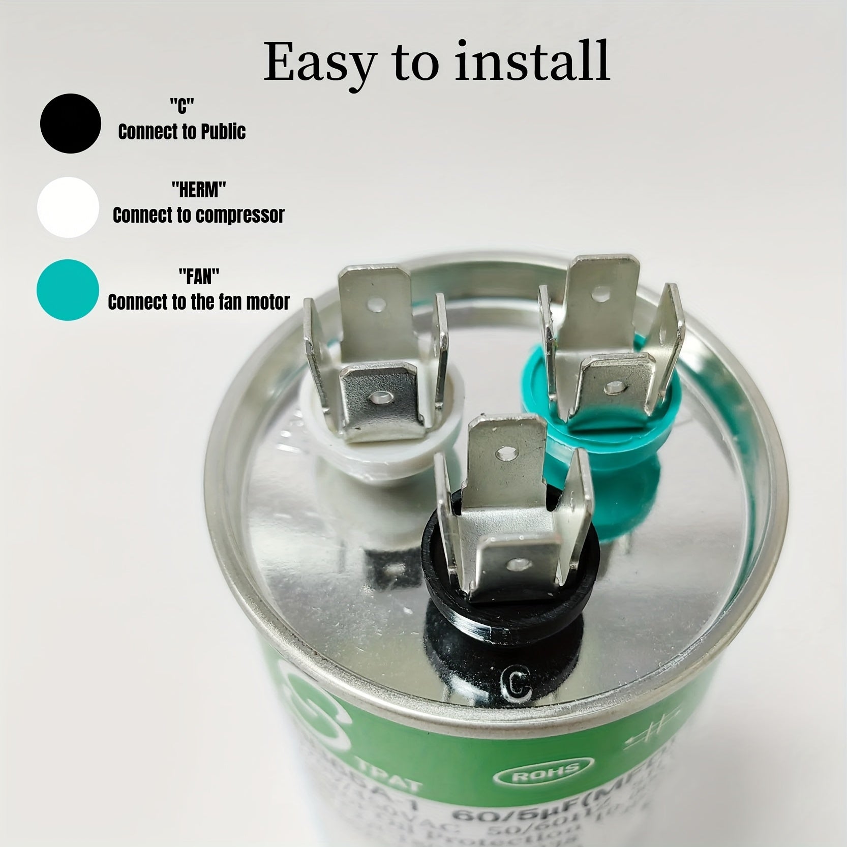 60+5µF ikki tomonlama kondensatorlar havo konditsionerlari, issiqlik pompasi uchun 370V 450VAC ichki foydalanish