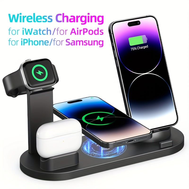 Cargador inalámbrico de 15W para iPhone, Samsung, AirPods y relojes inteligentes Carga rápida