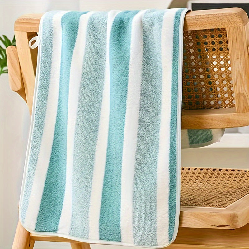 Striped Quick-Drying Polyester Towel for Home Hotel Spa Travel Fluffy