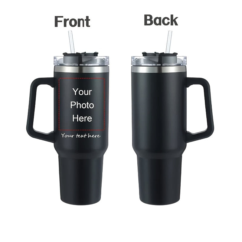 40oz Insulated Stainless Steel Tumbler with Straw and Lid Personalized Coffee Mug Gift