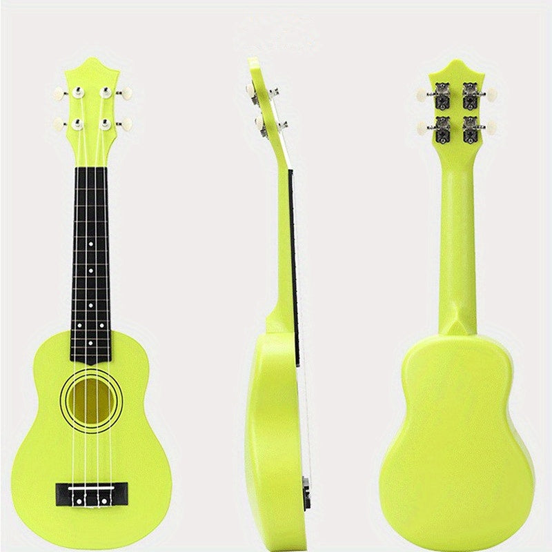 Ukelele soprano de 21 pulgadas para mujer con tablero trasero curvado para mejorar la calidad del sonido