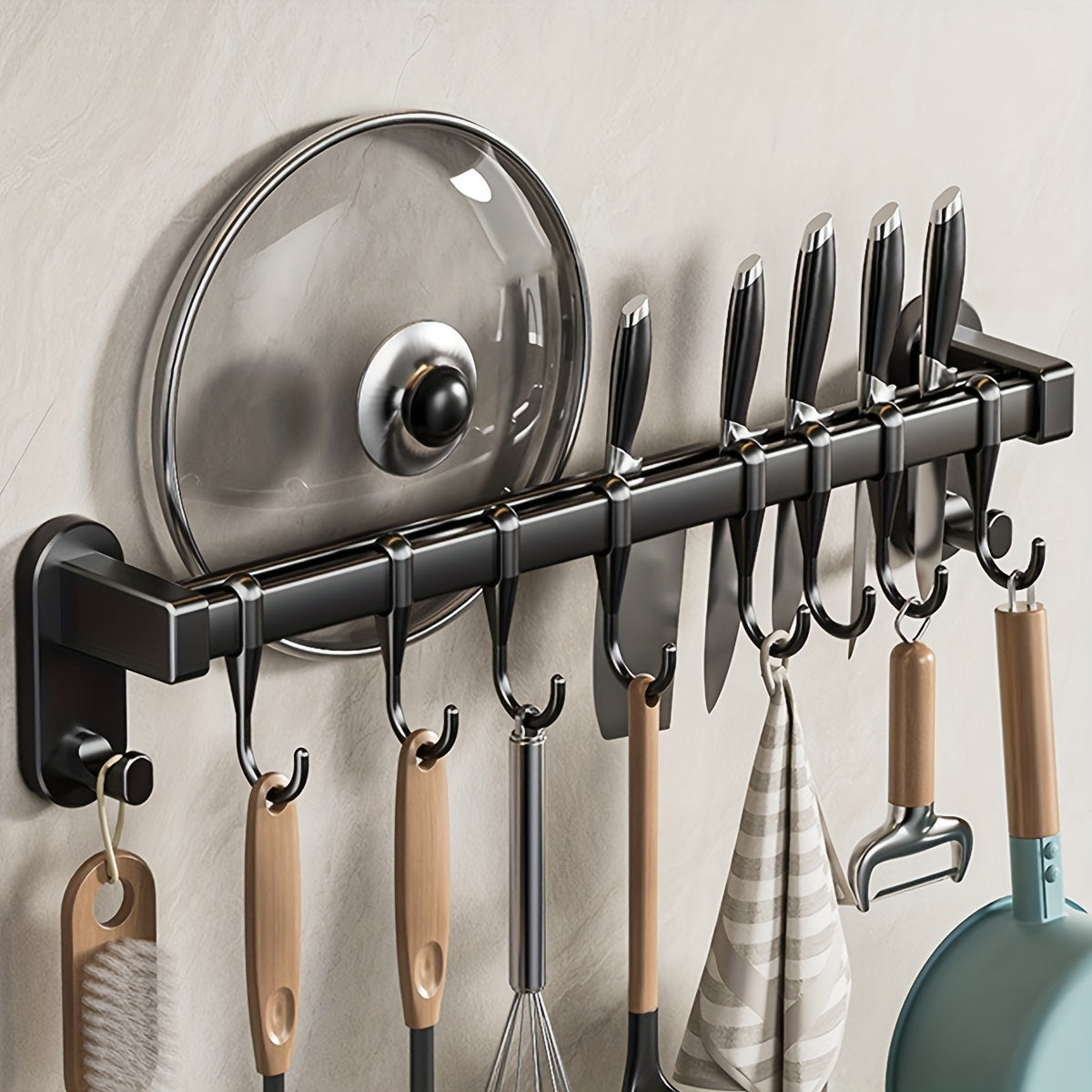 Kitchen Organizer Rack Carbon Steel for Chopsticks Knives and Seasonings Easy Installation