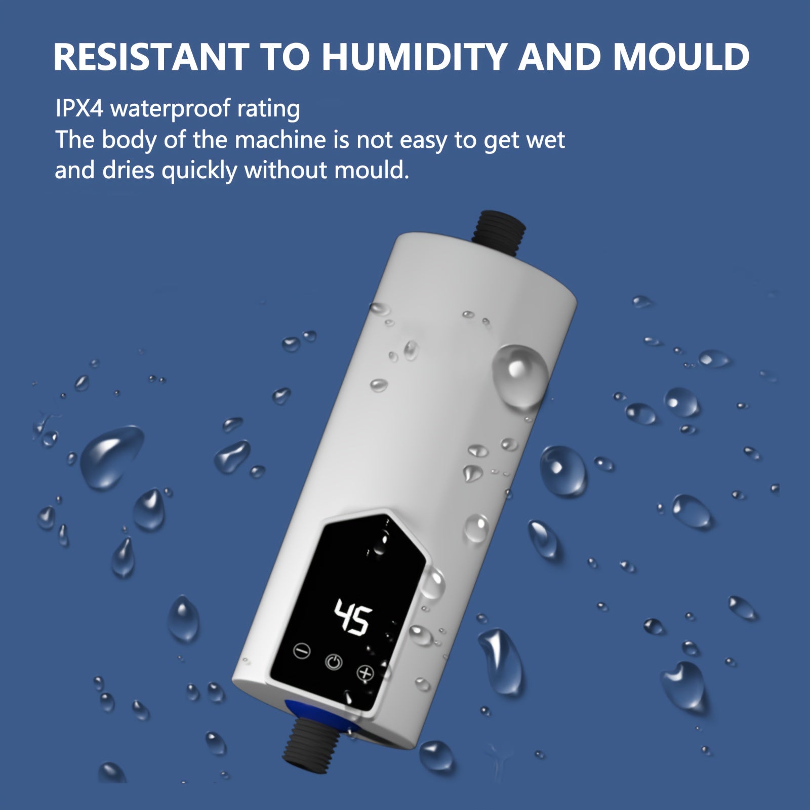 4000W Electric Tankless Water Heater with HD LED Display Fast Heating Overheat Protection White