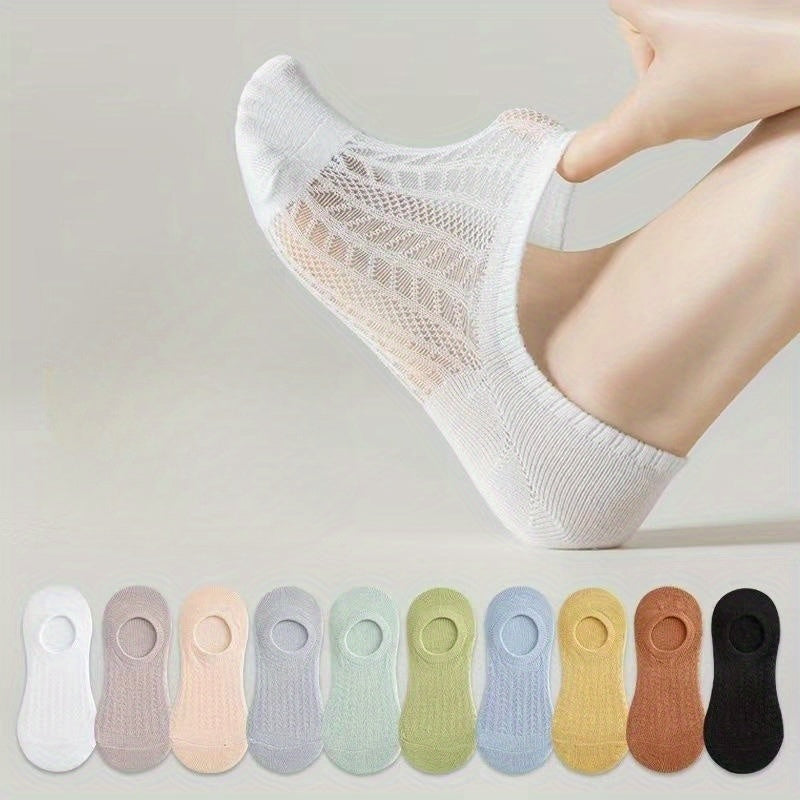 10 Pairs of Crew Socks for Men Women Solid Color Knit Fabric Invisible Socks
