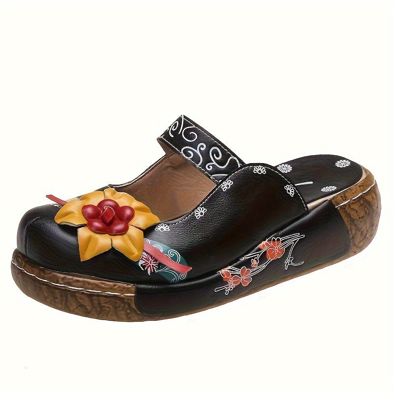 Women's Floral Wedge Shoes Lightweight Closed-Toe Slip-Ons for Spring