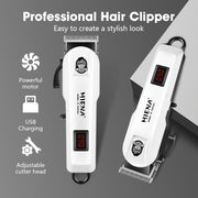 Set de cortapelos eléctrico con diseño inalámbrico recargable por USB, pantalla LCD y bolsa de almacenamiento