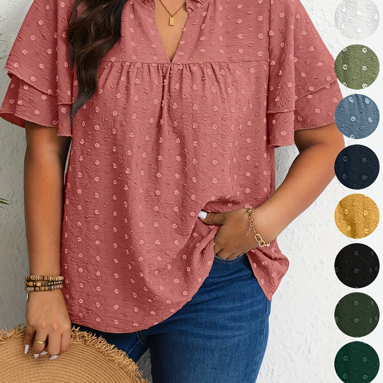 Plus Size Women's Casual Shirt Forest Green Size 1X