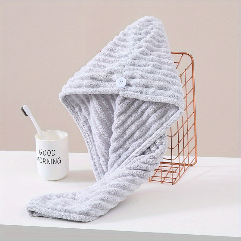 Women’s Quick-Dry Hair Towel Wrap Ultra-Absorbent Coral Fleece Double-Layer Polyester
