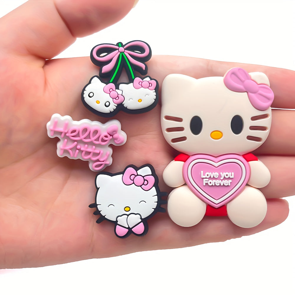 10Pcs Cute Pink PVC Shoe Charms with Heart Strawberry Love Signs for Sandals and Accessories