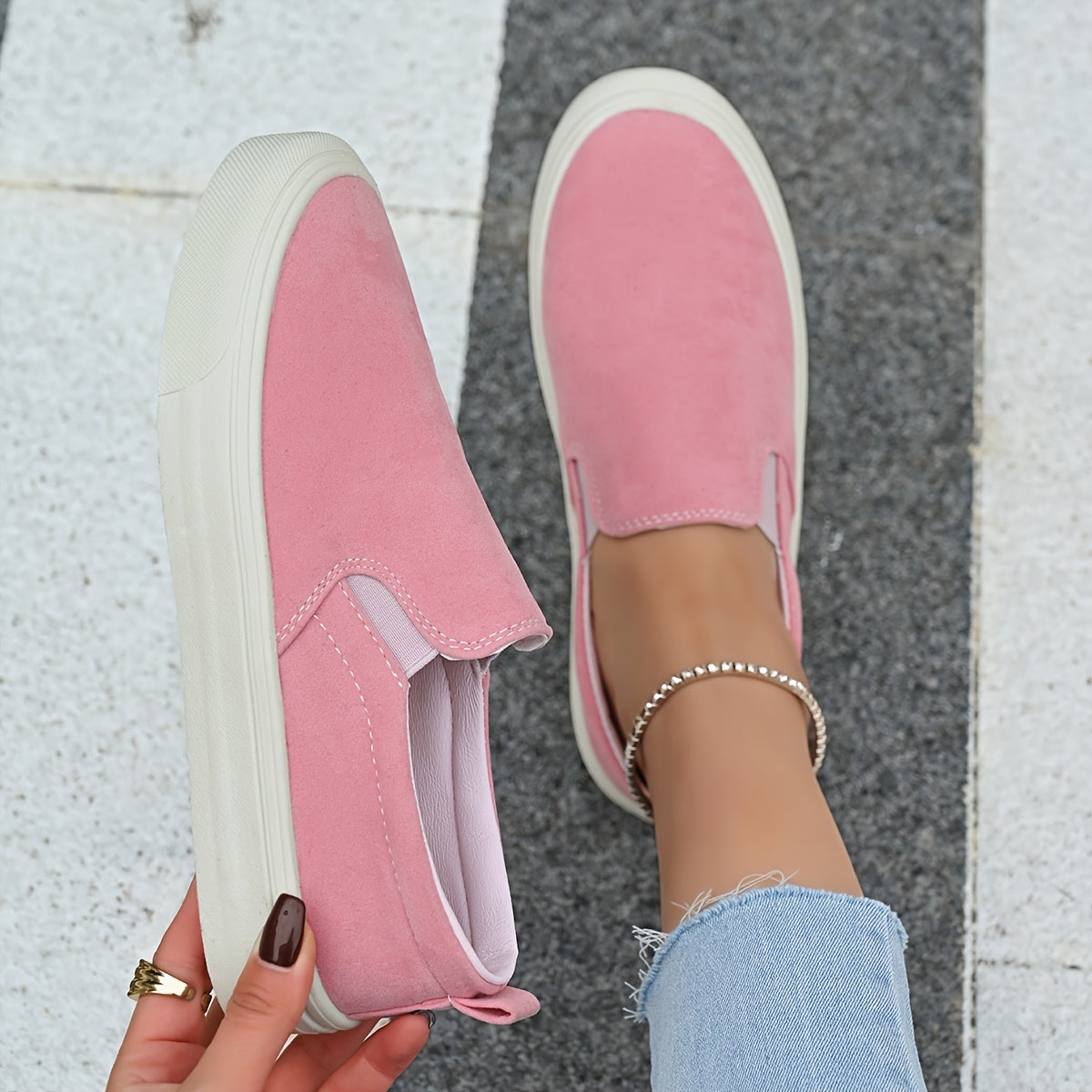 Women's Slip-On Loafers Breathable Flannel Upper Casual All-Season Shoes