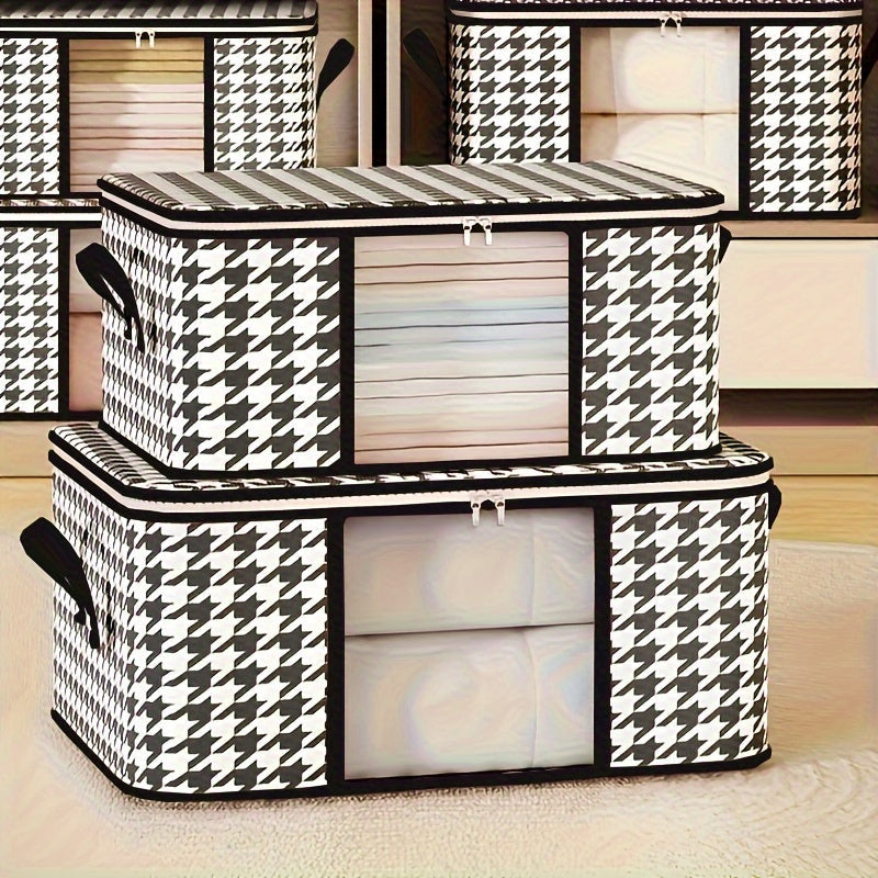 Set of 6 Clothes Storage Bags with Zipper Closure and Handles for Bedding and Closet Organization