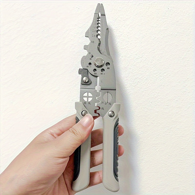 Alicates cortadores y pelacables de acero inoxidable de 21.59cm, herramienta eléctrica industrial multifuncional