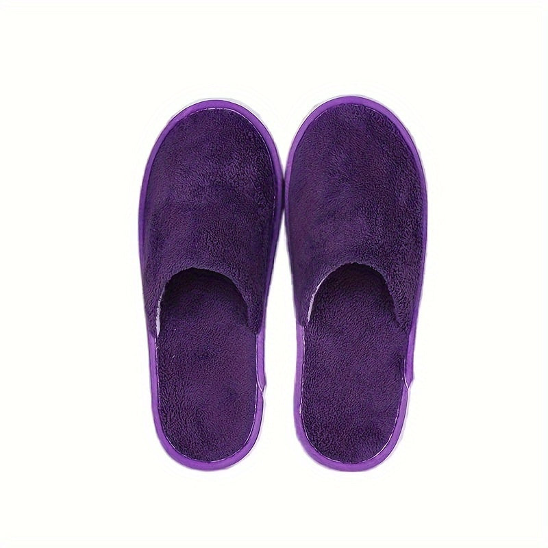 Women Coral Fleece Disposable Slippers Thick Warm Soft Winter
