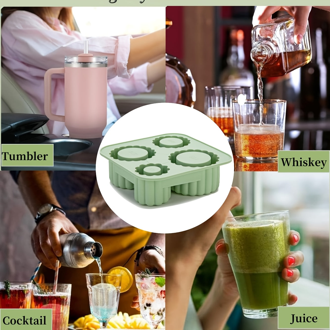 Silicone Ice Cube Mold Set Reusable Ice Maker for Drinks and Beverages