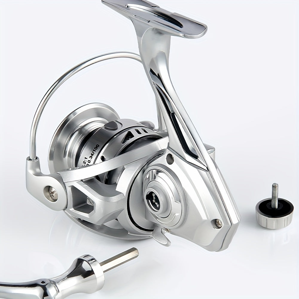 All-Metal Spinning Fishing Reel with Oscillating Arm Stainless Steel Ambidextrous 70mm