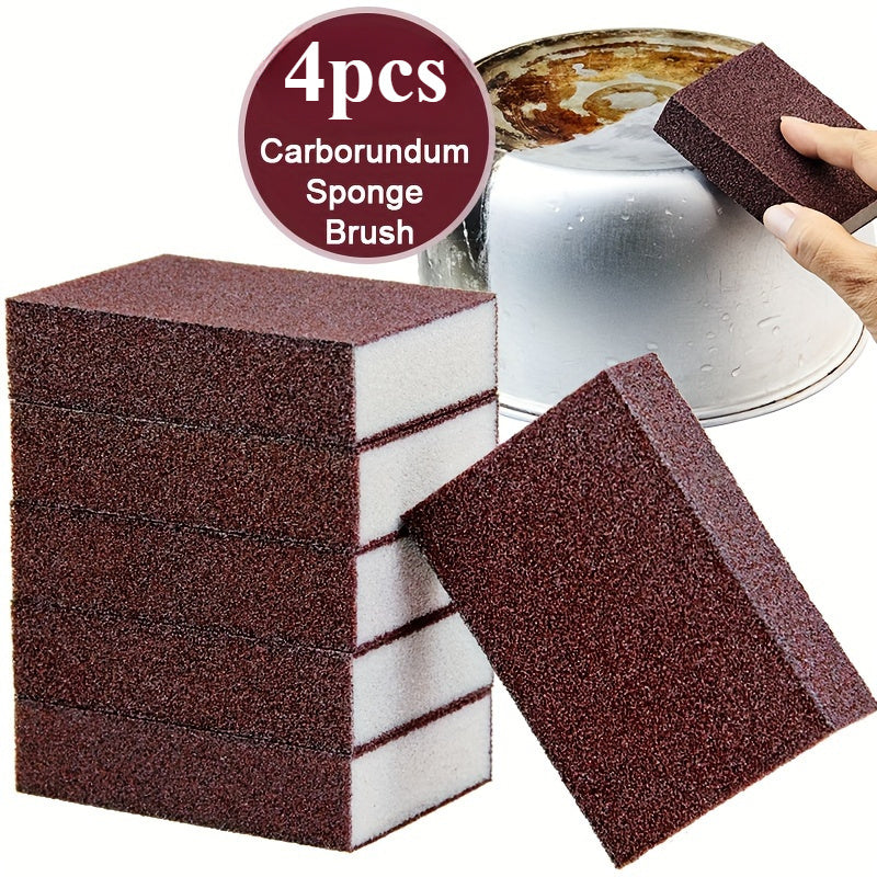 Set of 4 Carborundum Magic Sponge Erasers for Rust Removal and Kitchen Cleaning
