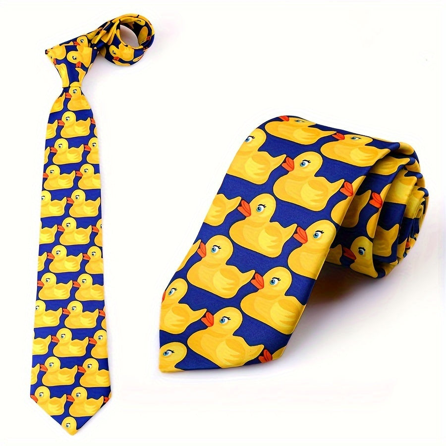 Men's Formal Tie with Cartoon Yellow Duck for Groomsmen and Valentine's Day Gift