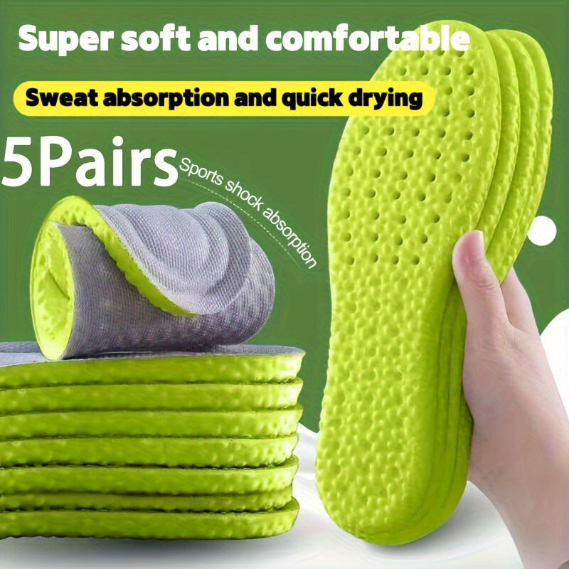 5 pares de plantillas con soporte arqueado, transpirables, con absorción de impactos y tecnología de confort