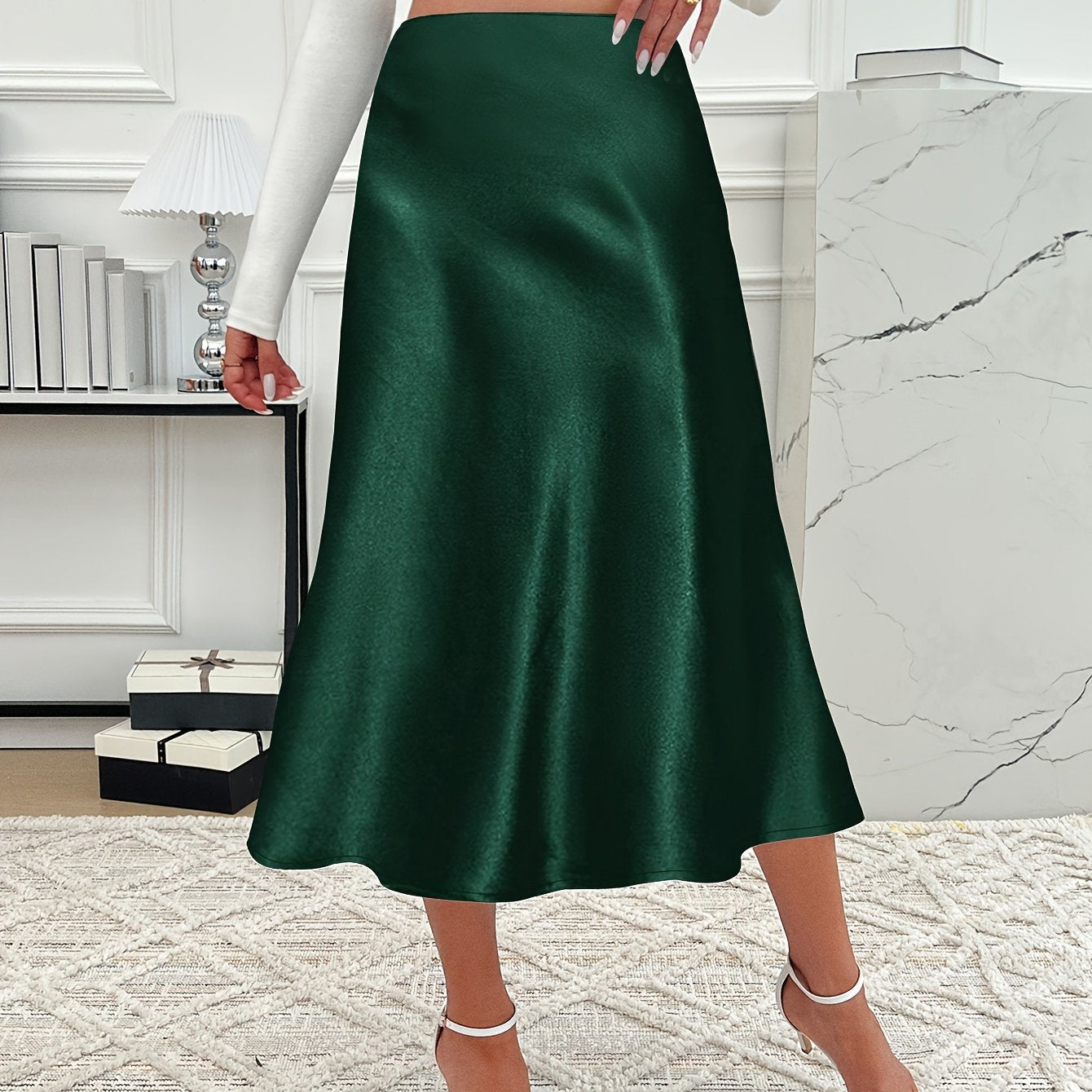 Women's Solid Color High Waist Trumpet Skirt Spring Summer Polyester Micro Elasticity