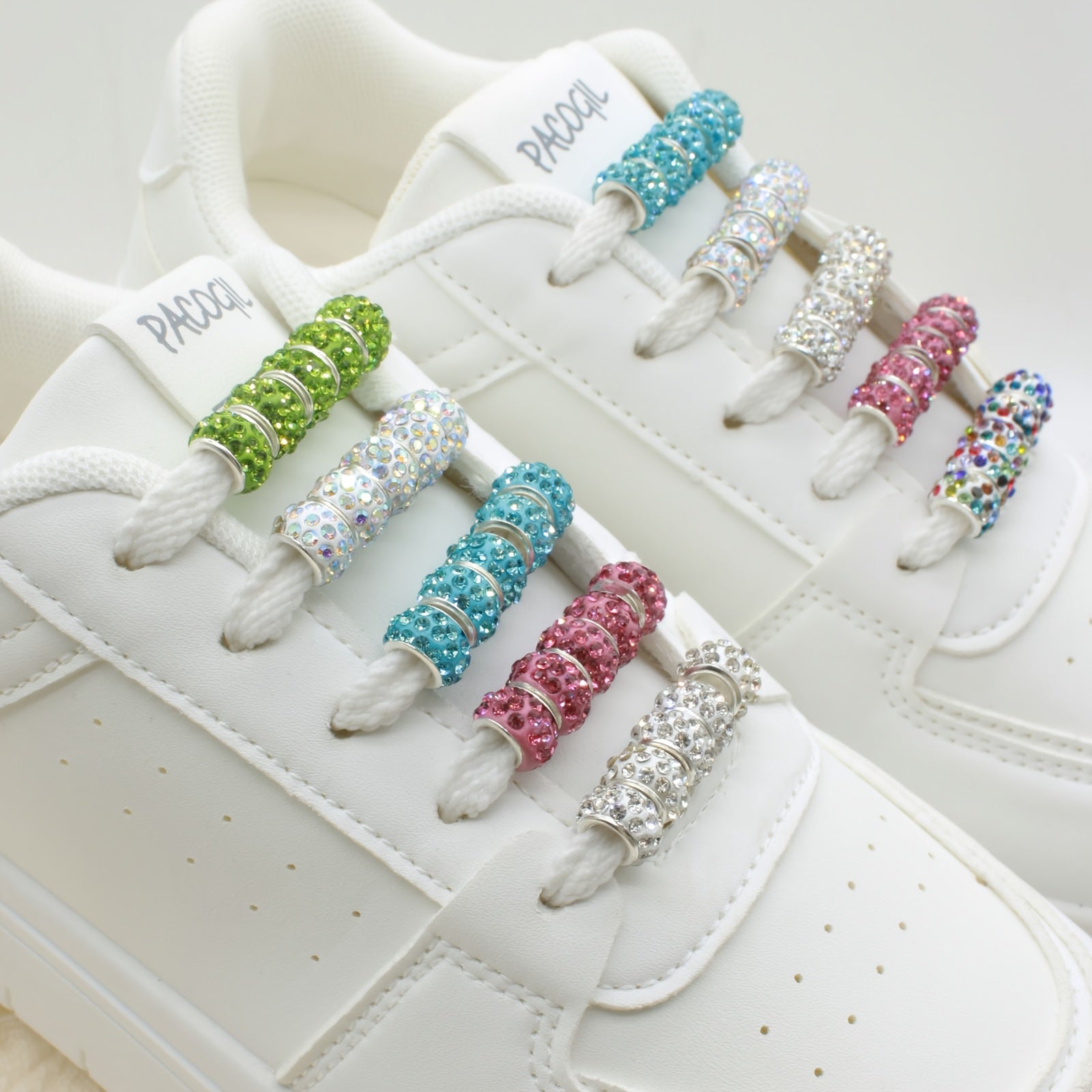 Women Men Kids Imitation Diamond Shoe Lace Beads Colorful Decorative Buckles Set of 20