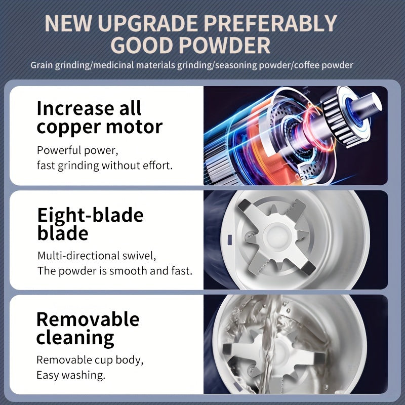 Electric Coffee Bean Grinder 200W Stainless Steel Food Grade Plastic One-Touch Control