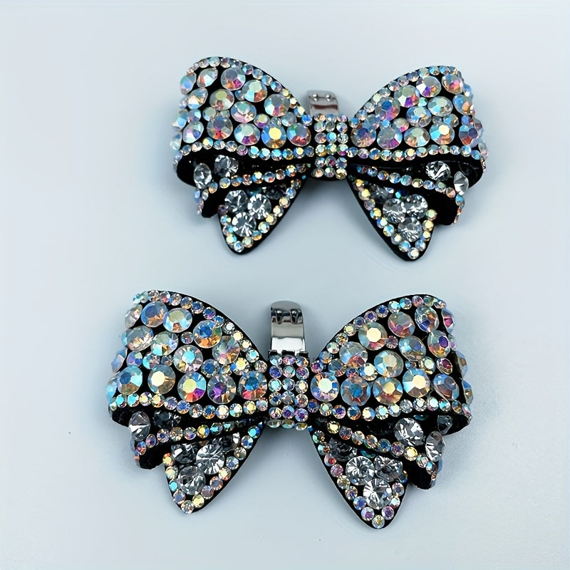 2PCS Sparkling Rhinestone Bow Shoe Clips Removable Handmade Fashion Accessories
