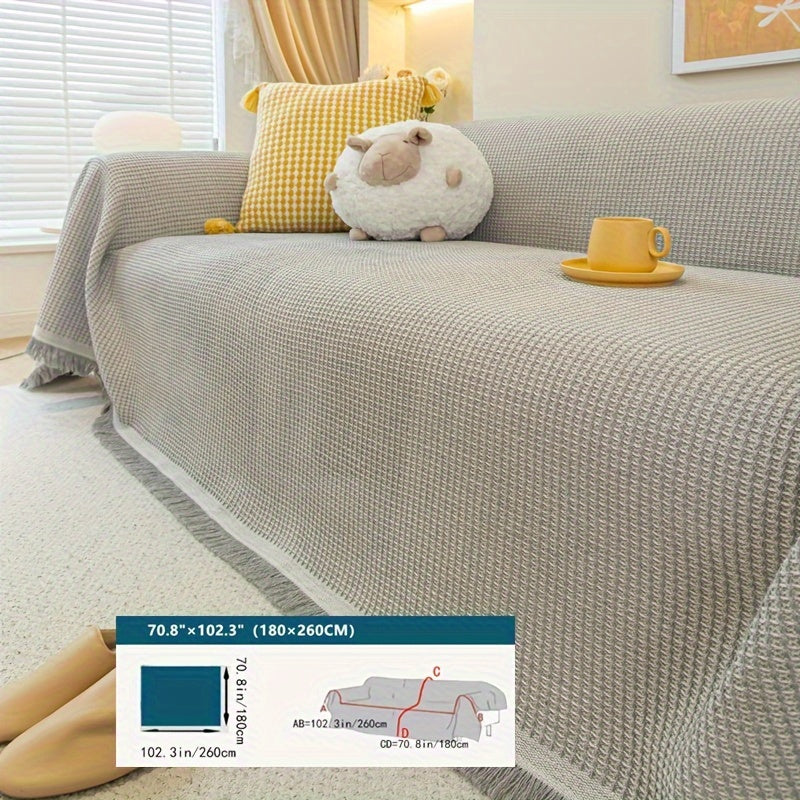 Zamonaviy Tassel divan qopqog'i xavfsiz mos keladi, chang va hayvonlardan himoya qiladi, tozalash oson