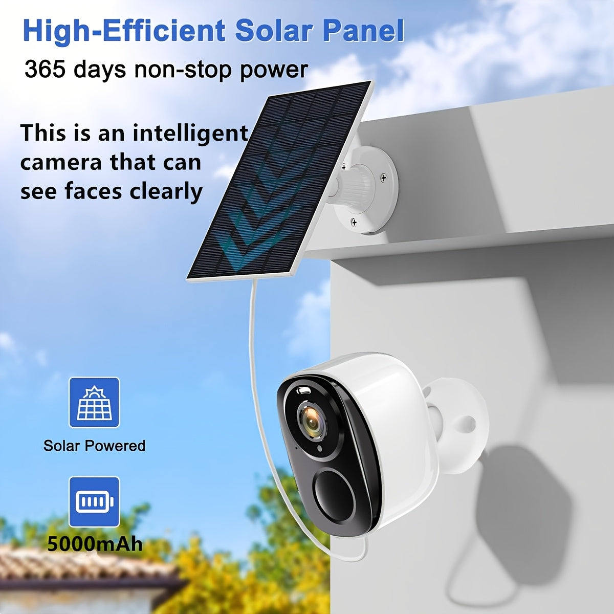 Wireless Outdoor Security Camera 3MP FHD Night Vision Spotlight Battery Solar Wi-Fi Two-Way Audio