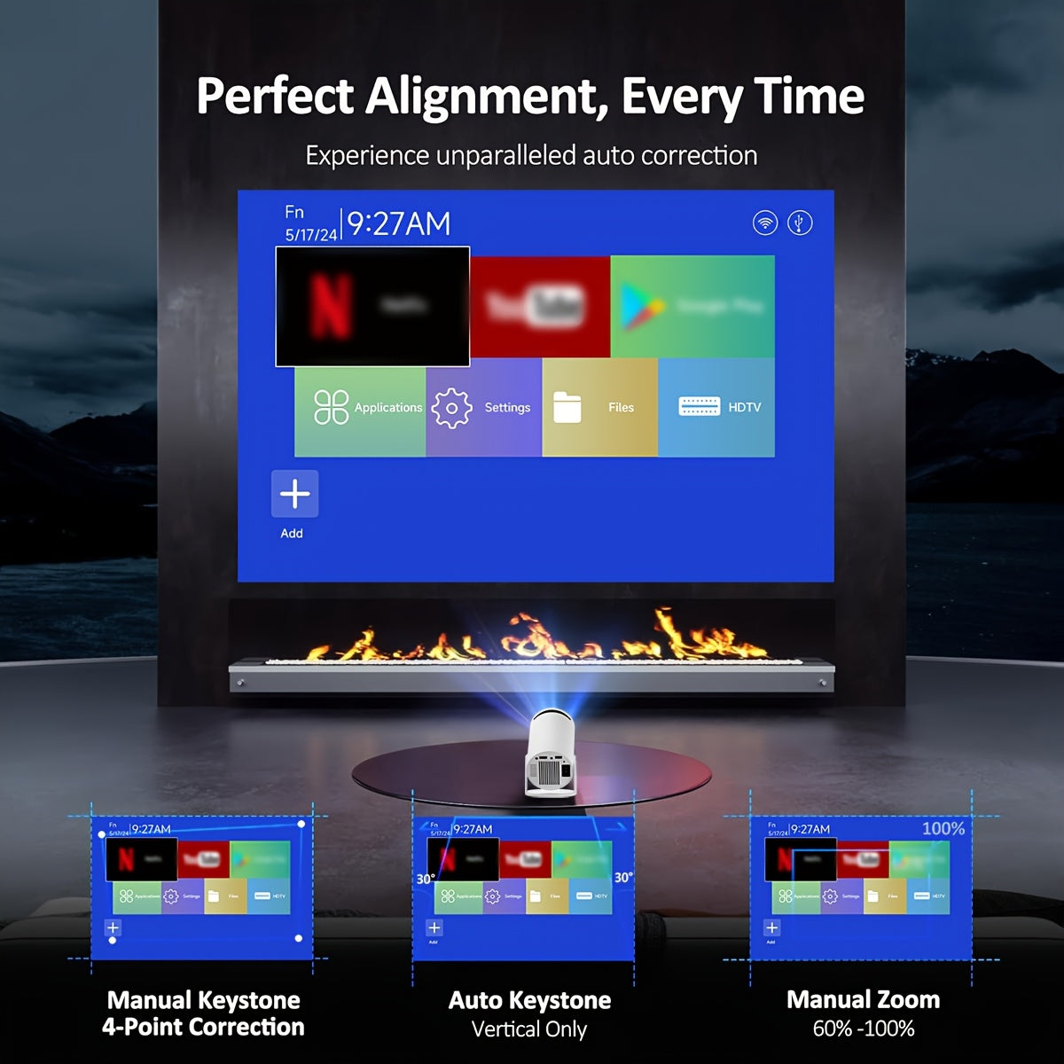 Mini 4K Projector Home Theater Wireless Bluetooth HD 220V 15000 Lumens