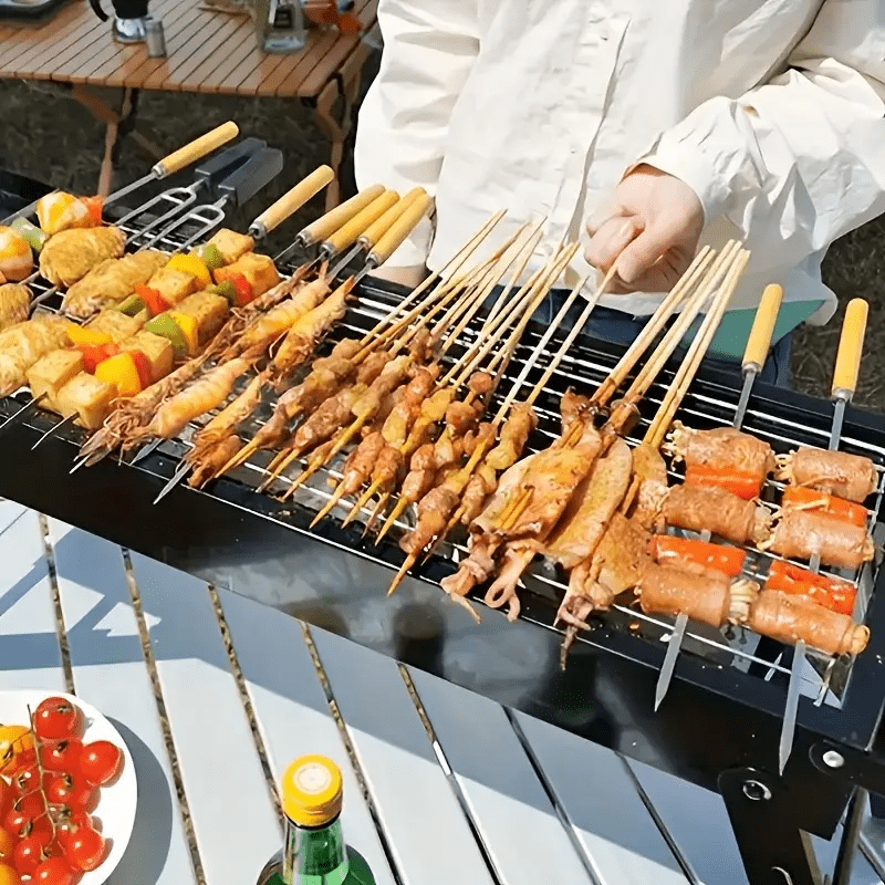 Foldable stainless steel grill for outdoor BBQ camping picnics modern durable design