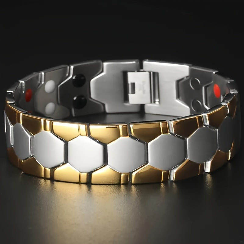 Men's Titanium Steel Magnetic Bracelet with 3500 Gauss Magnets Adjustable Stylish Gift