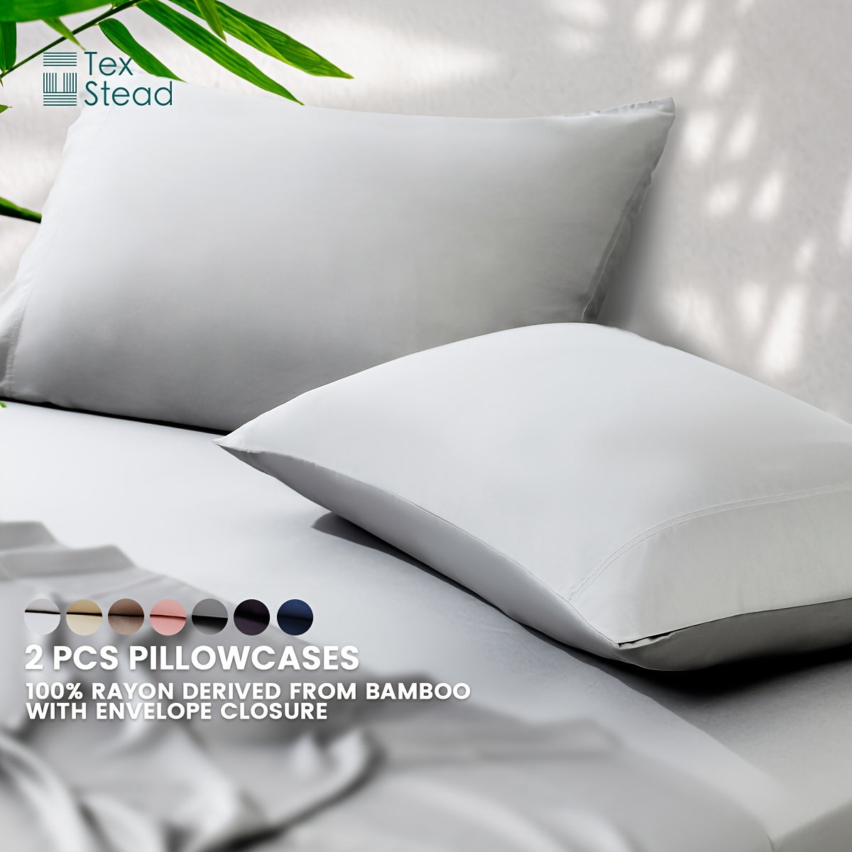 Pink Bamboo Fiber Pillowcases Set Soft Breathable Hypoallergenic Machine Washable