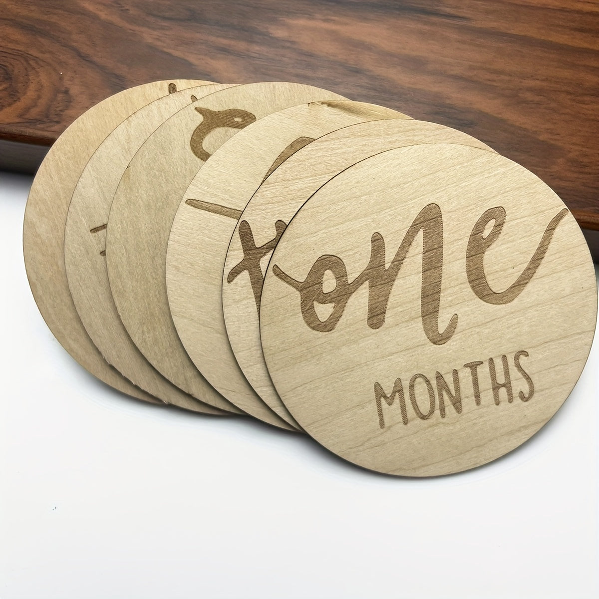 Set of 6 Wooden Double-Sided Milestone Cards for Monthly and First Year Growth