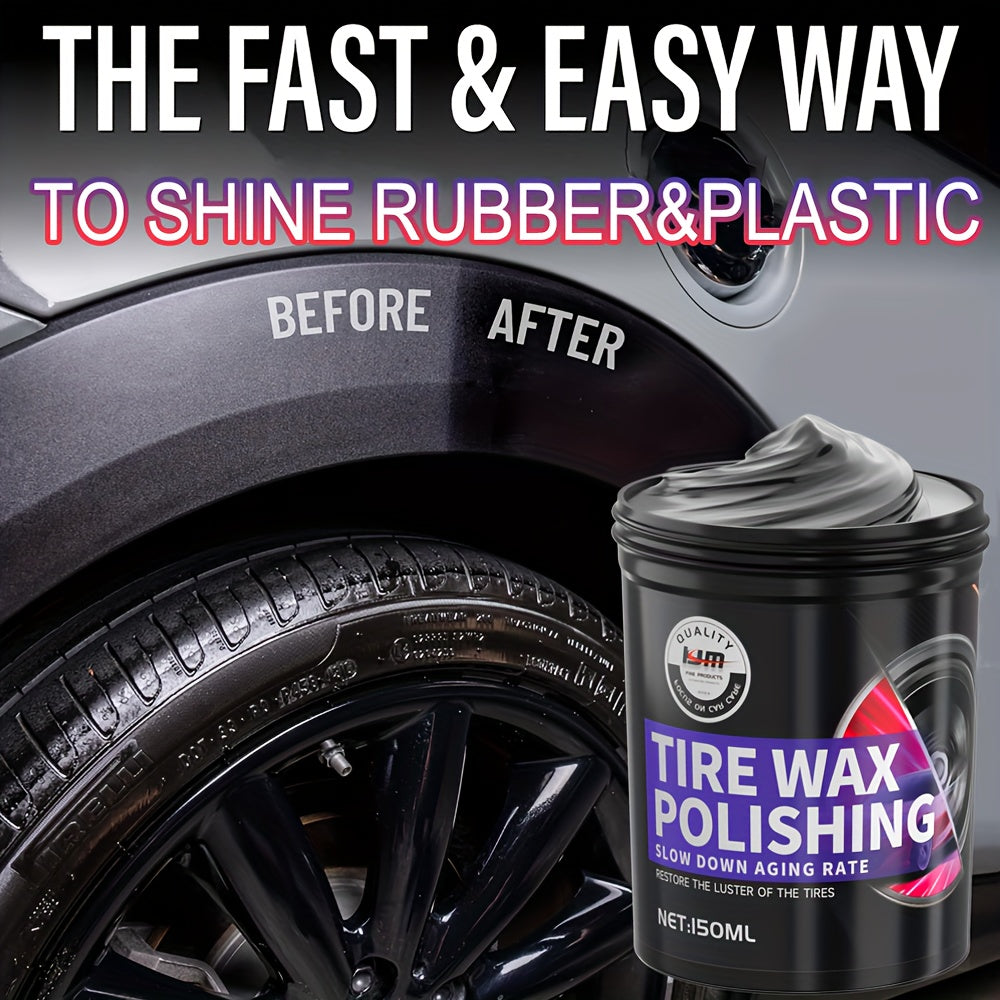 150ml Black Tire Wax Polish for Car Wheels Rubber Plastic Shine Protection