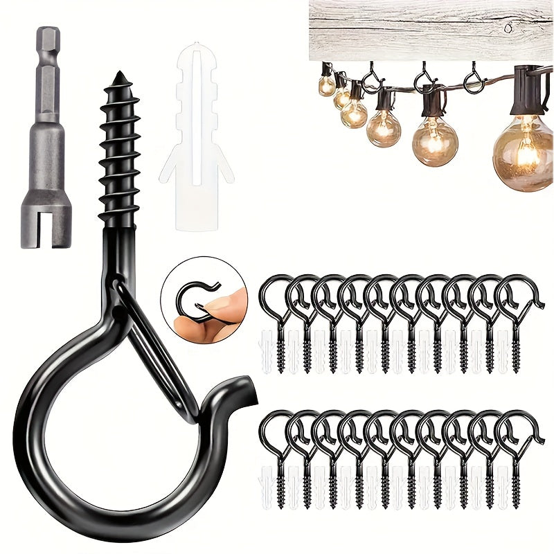 Q-Hanger Hook Set 10/25/40pcs Outdoor String Lights Safety Buckle Powder Coated