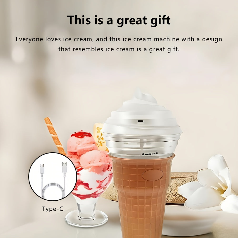 Mini Electric Ice Cream Maker Stainless Steel Bowl USB Power Frozen Treats