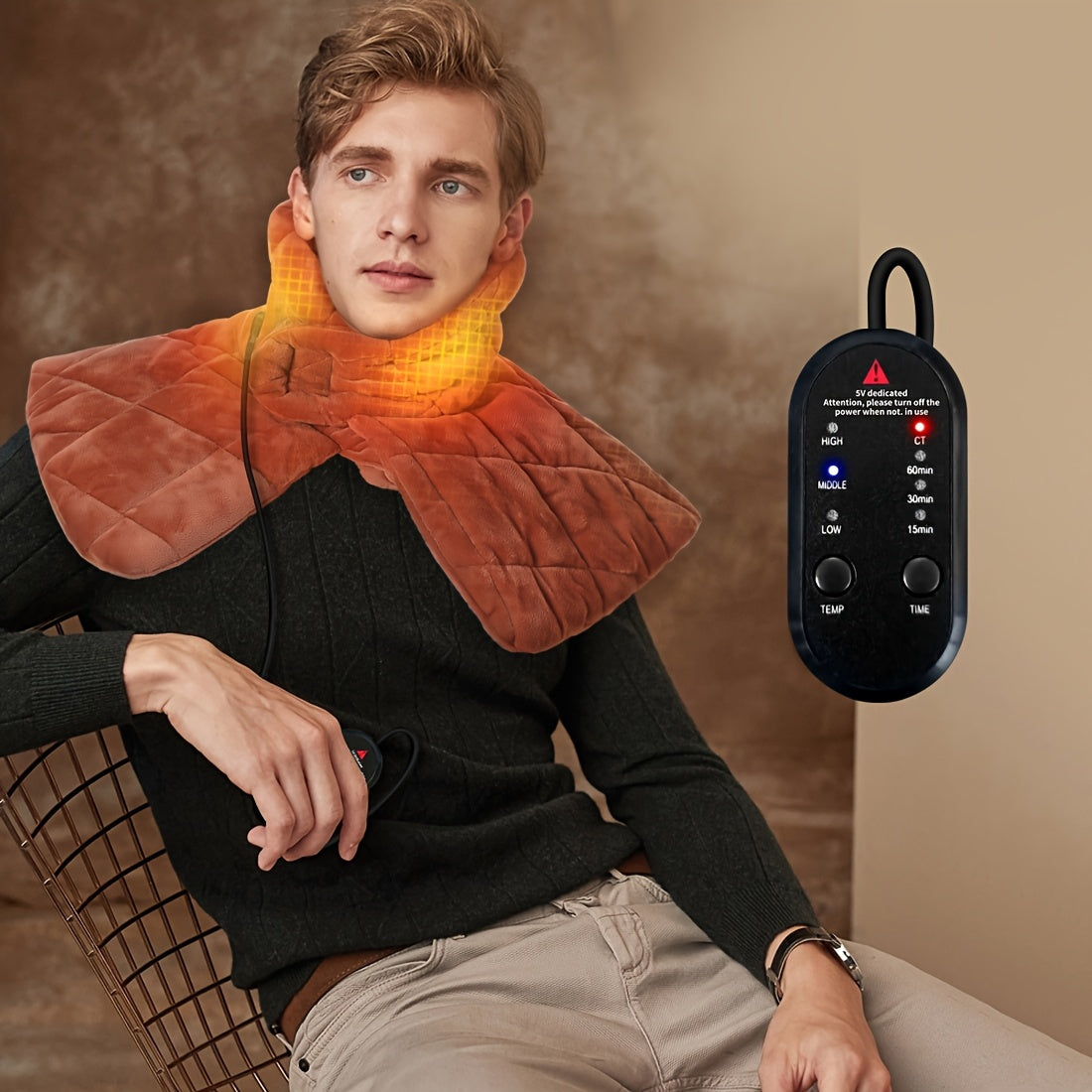Almohadilla de calefacción de grafeno para cuello y hombros con 3 niveles y configuraciones de apagado automático