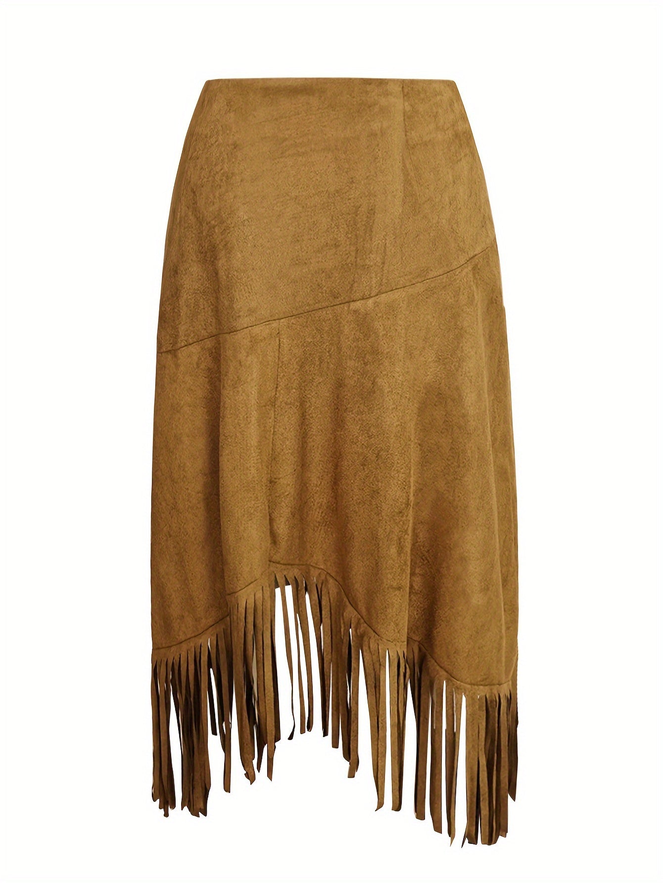 Plus Size Women's Irregular Tassel Skirt Casual Solid Bodycon Skirt for Spring Summer