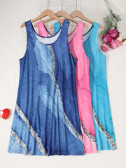 Women's Plus Size Marble Print Cotton Sleep Dress Nightgown