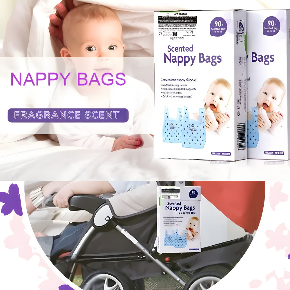 Disposable Diaper Bags 10-90 Pack Scented Leak-Proof Garbage Bags for Diapers and Pets