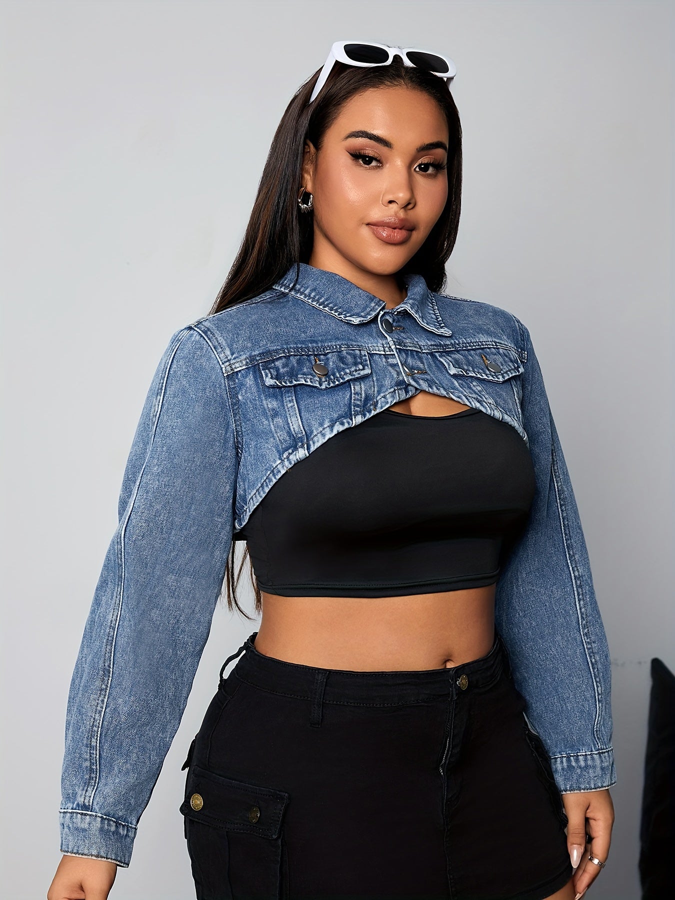 Джинсовая куртка для женщин больших размеров, свободный крой, выстиранный синий, повседневная весна-осень