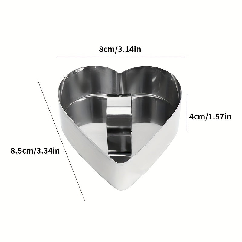 Stainless Steel Cake Mold Set with Push Plate Circular Heart Flower Shapes for Cheesecakes Pastries Cookies