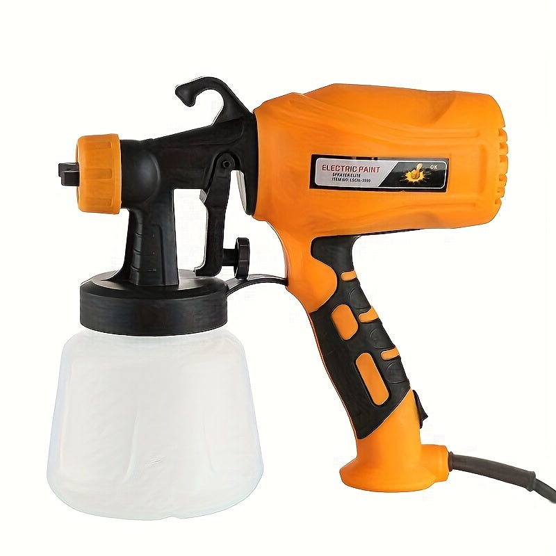 Portable Electric Spray Gun Kit Orange Black Adjustable Nozzle for Painting and Disinfection