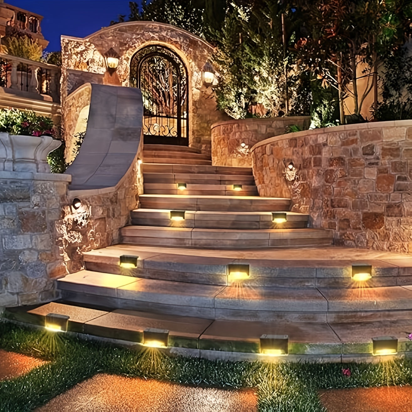 Lámparas solares LED de paso de 16/12/4 piezas para exteriores, para escaleras, caminos, resistentes al agua IPX-4