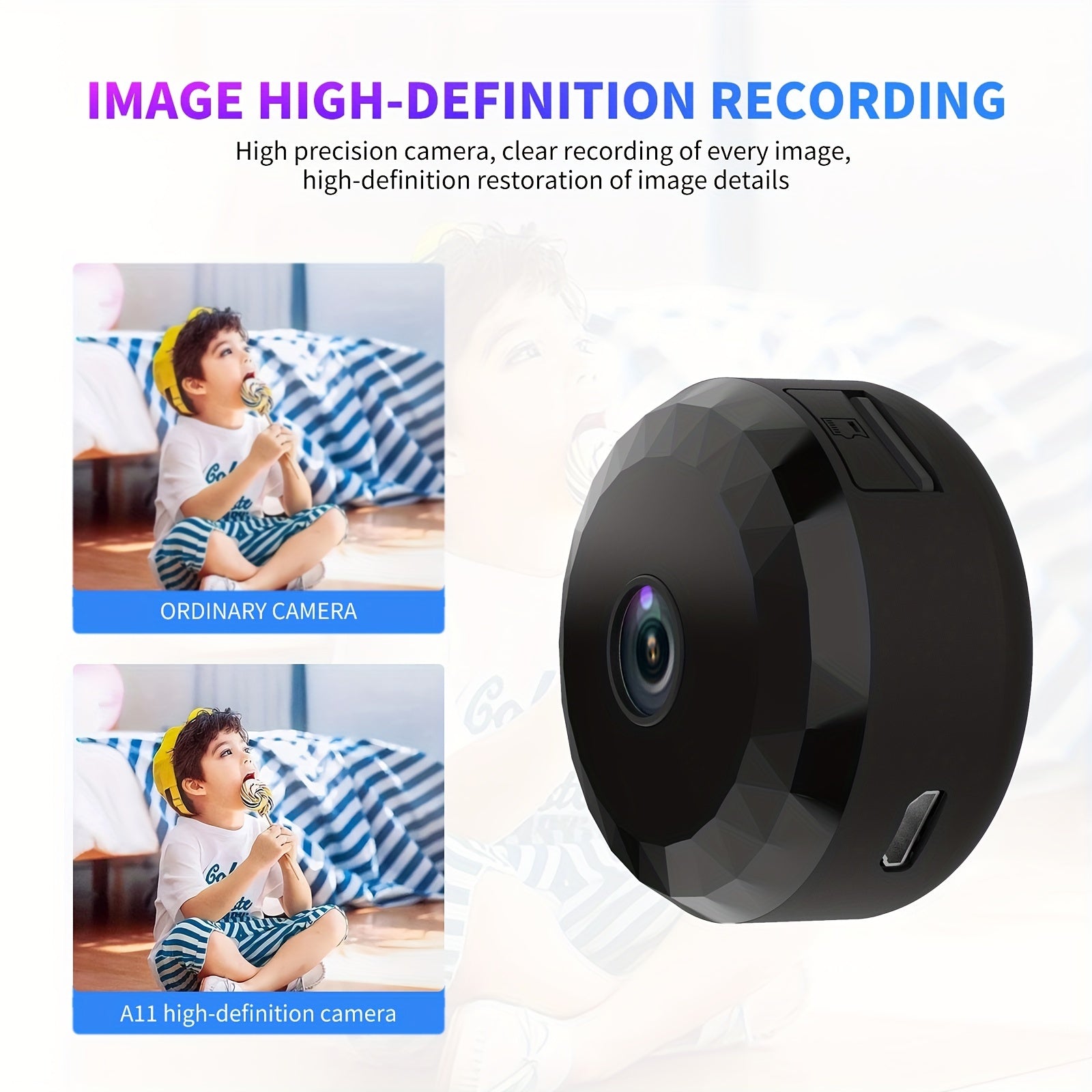 WiFi Security Camera with Night Vision Mobile App Remote Monitoring Self-Adhesive Non-Waterproof