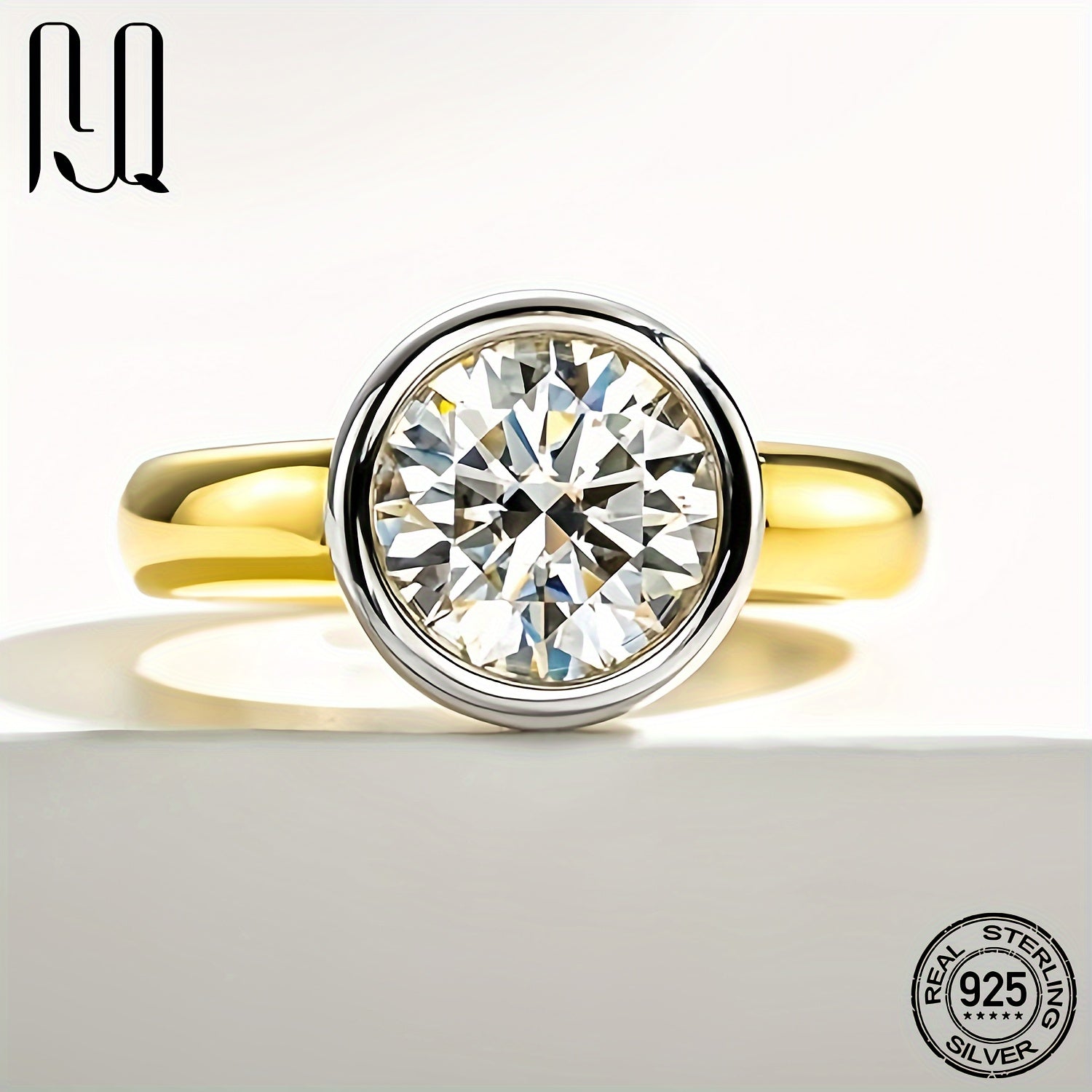 Minimalist Moissanite Wedding Band Sterling Silver Gold Plated Round Cut Gift for April Birthdays