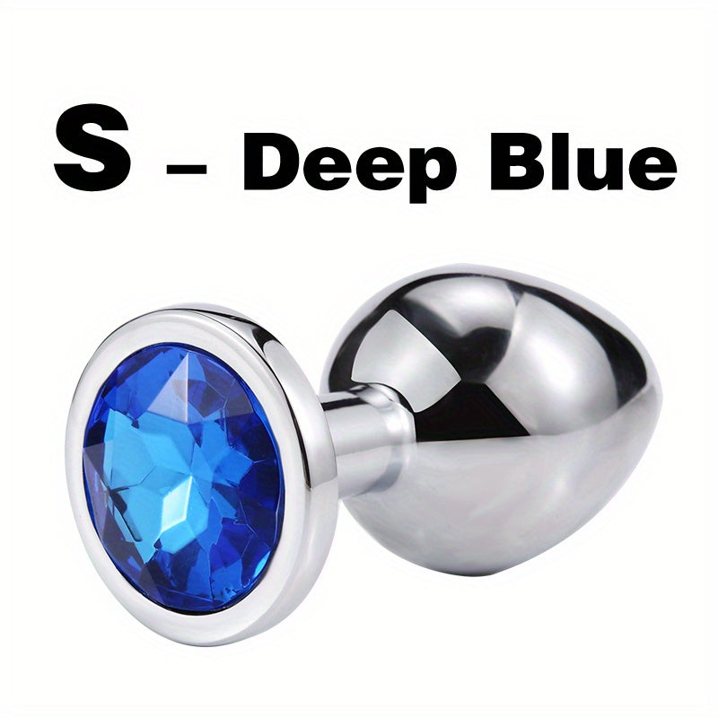 Adult Metal Anal Plug Butt Plug with Gem Base, Couples Sex Toy